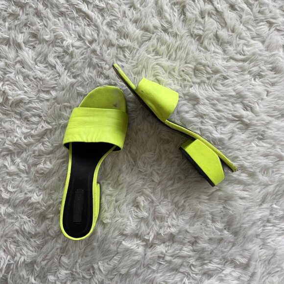 Alexander Wang Lou Neon Yellow Leather Slide Sandals size US 8/EU 38 - Picture 4 of 9
